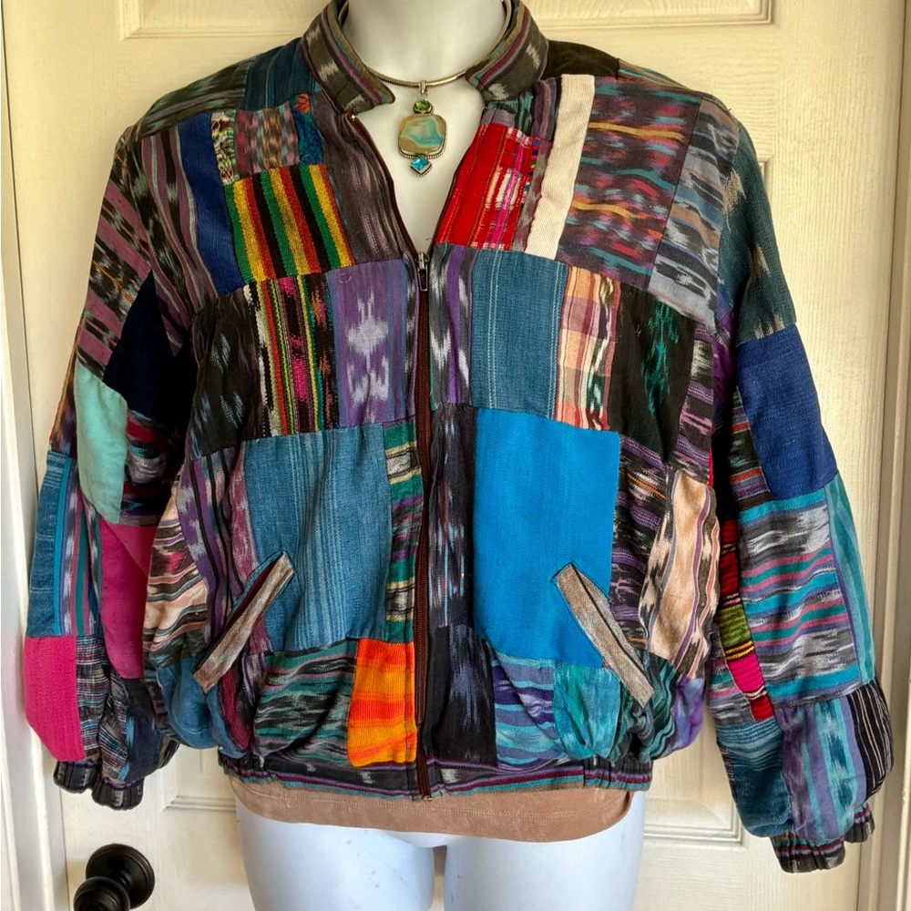 Multicolor Patchwork Bomber Jacket - image 1